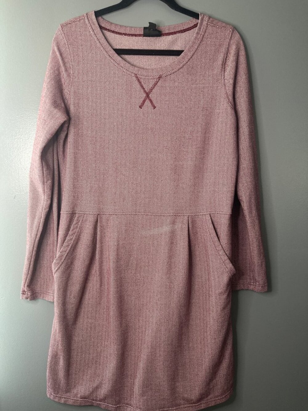 Patagonia Pink Long Sleeve Dress Size L Side Pocket Casual camp hiking travel